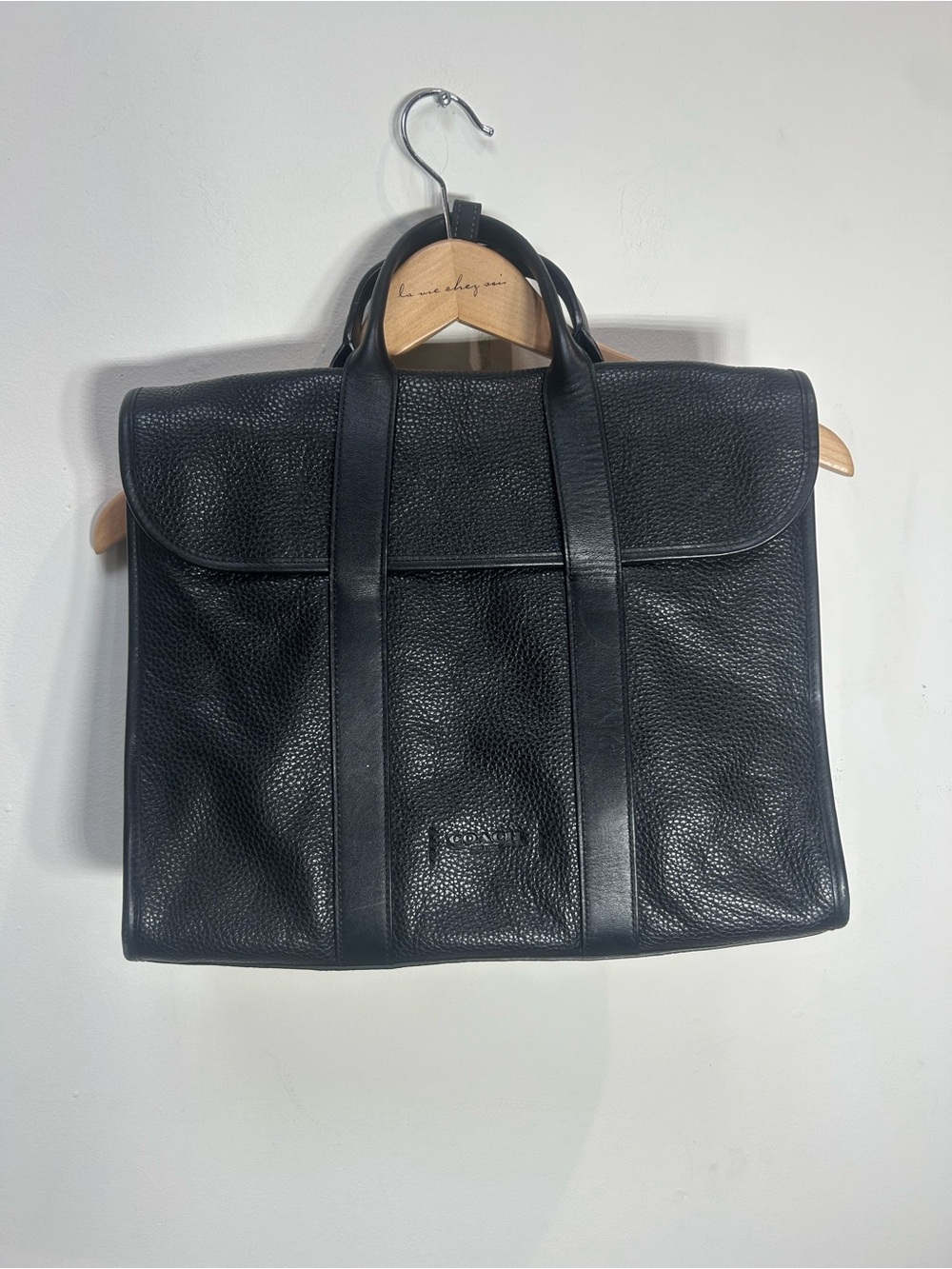 Coach Black Pebbled Leather Men’s Brief Tote